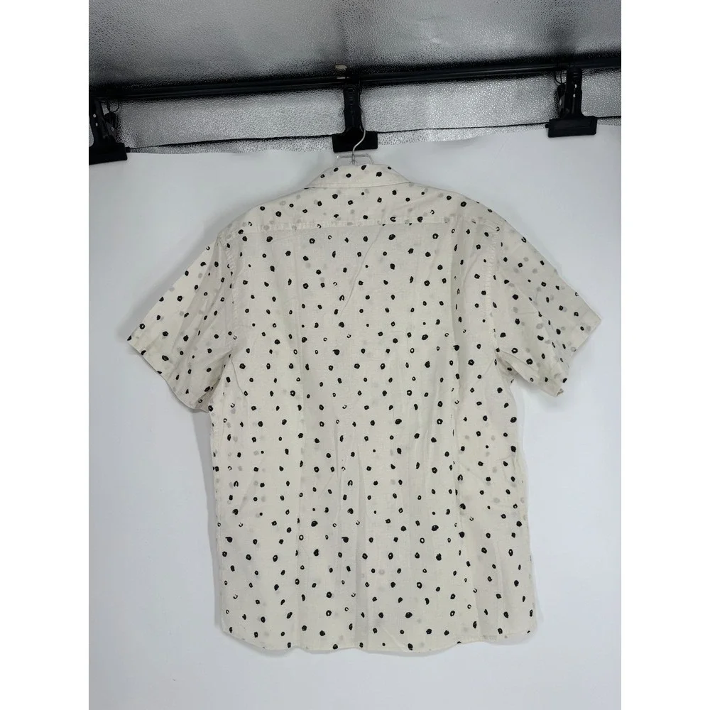 Taylor Stitch Hawthorne Shirt Cream Brush Polka Dot Short Sleeve Button Up 42
